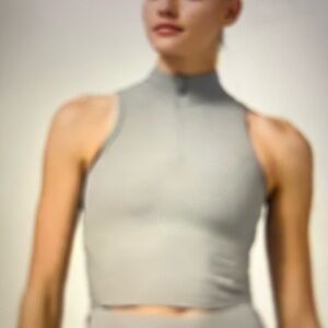 Lululemon Rib Zip-Front Cropped Run Tank Top